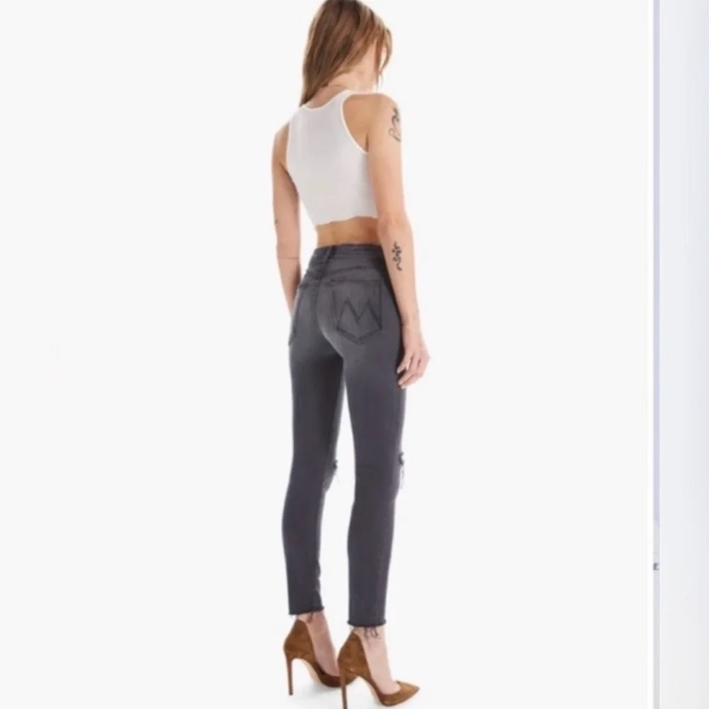 Women's Gray Skinny Jeans : The Looker Ankle Fray Burning Out Lanterns